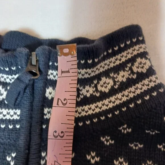 L.L. Bean, 100% Cotton, Nordic Fair Isle Sweater, 1/4 Zip, Black/White, Med.-Reg - Picture 9 of 16